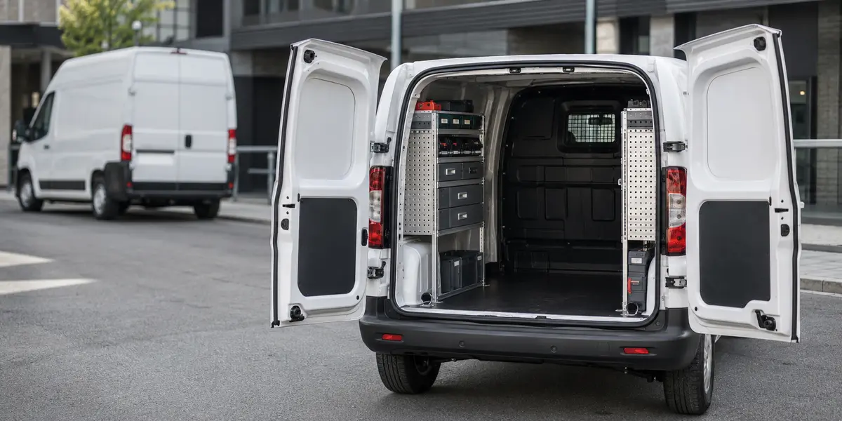 Van compacta con mobiliario organizado para evaluar un proyecto de resizing. resizing de vehículos comerciales