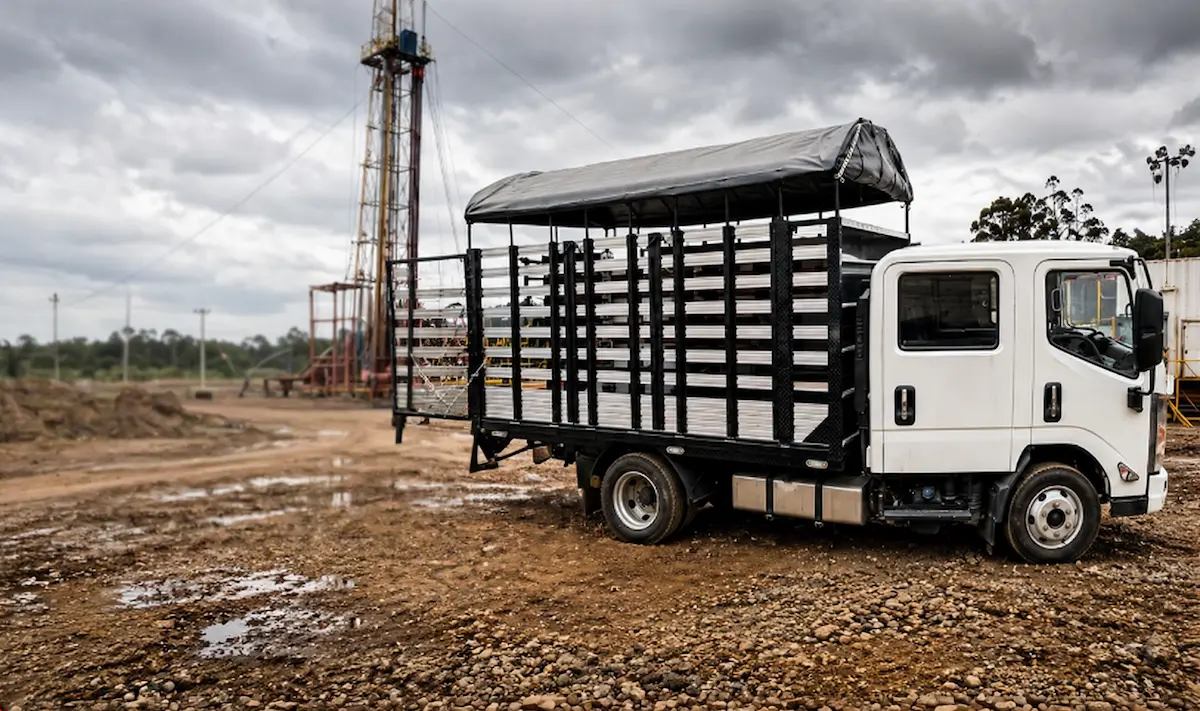 Carro taller para hidrocarburos sobre vehículo doble cabina con carrocería técnica abierta
